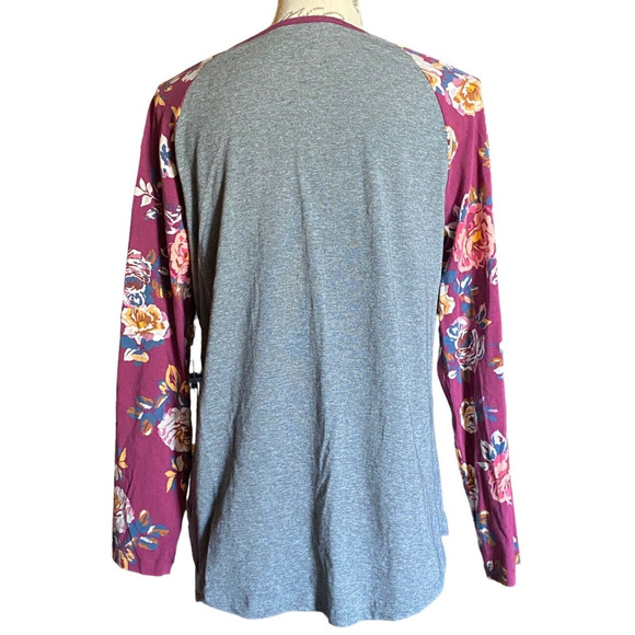 Matilda Jane Raglan Womens M Tee With Matching L Leggings Grey Purple Floral Set - Picture 3 of 10